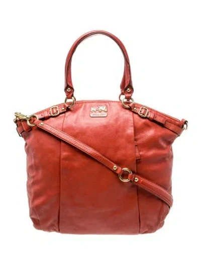 Pre-owned Coach Leather Top Handle Bag In Orange