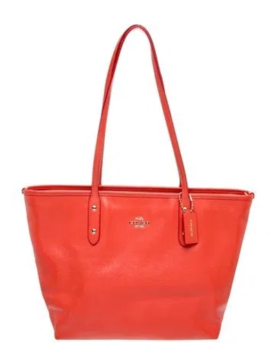 Pre-owned Coach Leather Top Handle Bag In Orange