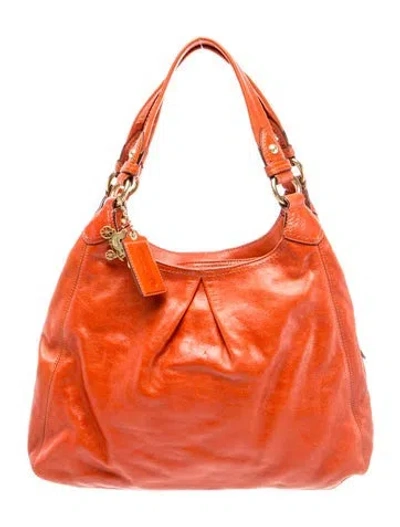 Pre-owned Coach Leather Top Handle Bag In Orange