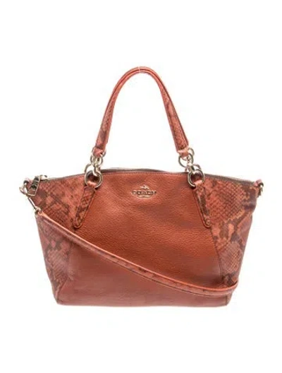 Pre-owned Coach Leather Top Handle Bag In Orange