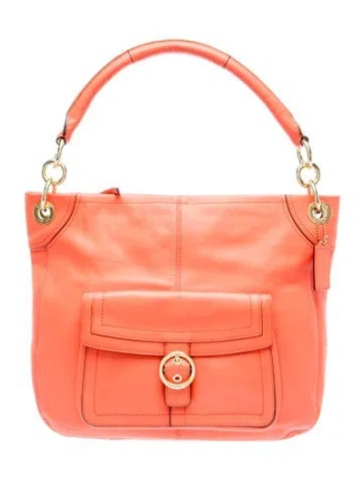 Pre-owned Coach Leather Top Handle Bag In Orange