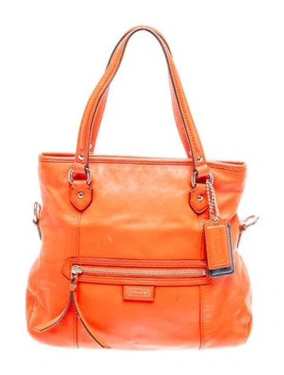 Pre-owned Coach Leather Top Handle Bag In Orange