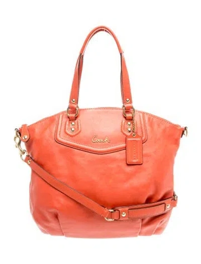 Pre-owned Coach Leather Top Handle Bag In Orange