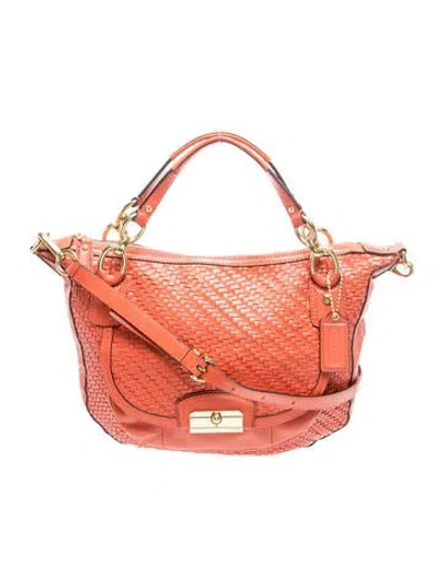 Pre-owned Coach Leather Top Handle Bag In Orange