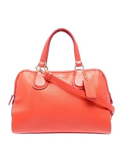 Pre-owned Coach Leather Top Handle Bag In Orange