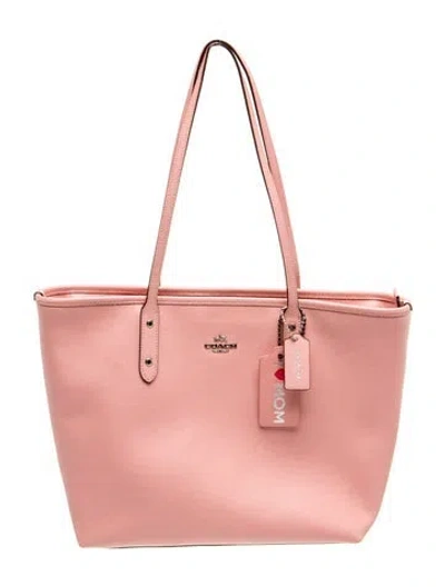 Pre-owned Coach Leather Top Handle Bag In Pink