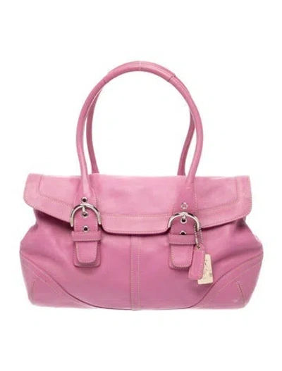 Pre-owned Coach Leather Top Handle Bag In Pink