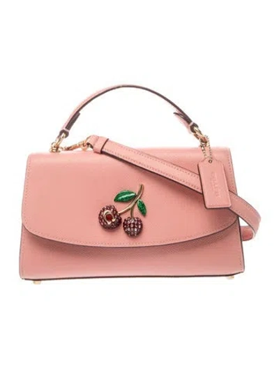 Pre-owned Coach Leather Top Handle Bag In Pink