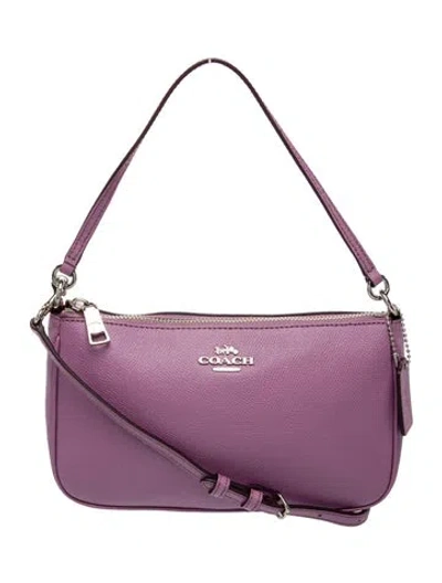 Pre-owned Coach Leather Top Handle Bag In Purple