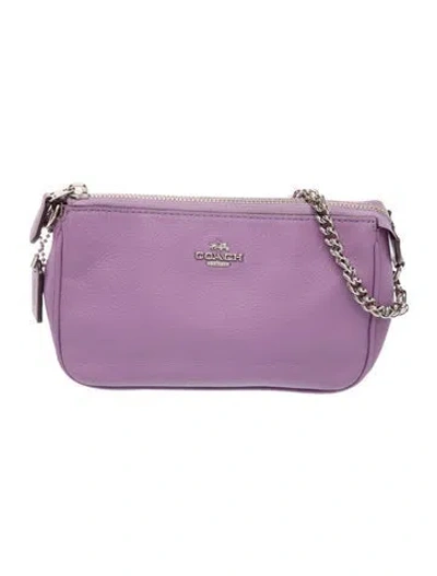 Pre-owned Coach Leather Top Handle Bag In Purple