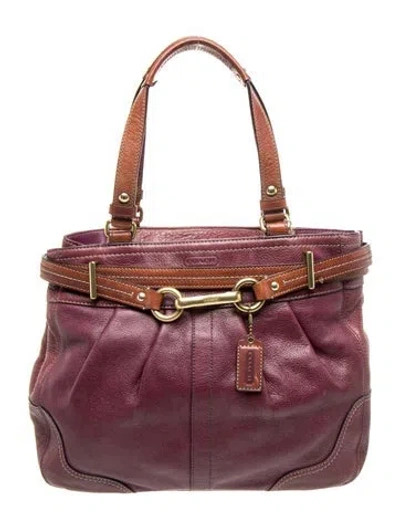 Pre-owned Coach Leather Top Handle Bag In Purple