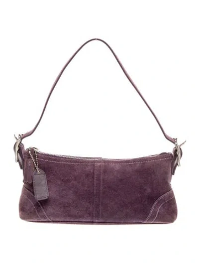 Pre-owned Coach Leather Top Handle Bag In Purple