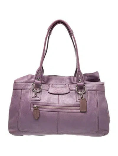 Pre-owned Coach Leather Top Handle Bag In Purple