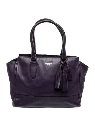 Pre-owned Coach Leather Top Handle Bag In Purple