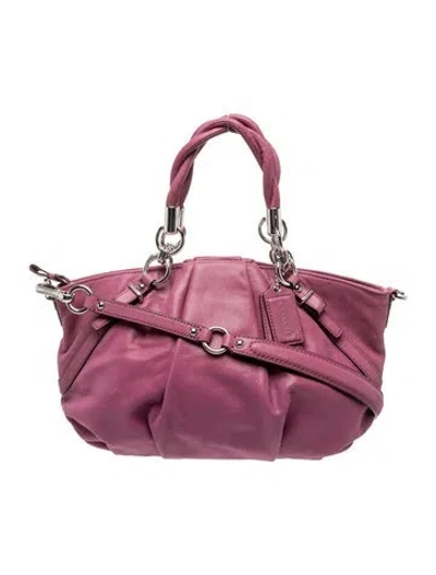 Pre-owned Coach Leather Top Handle Bag In Purple