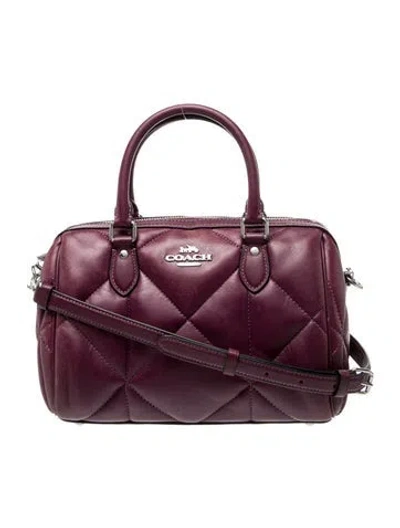 Pre-owned Coach Leather Top Handle Bag In Purple