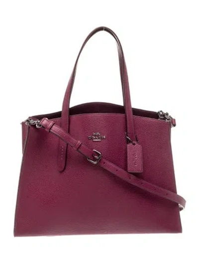Pre-owned Coach Leather Top Handle Bag In Purple