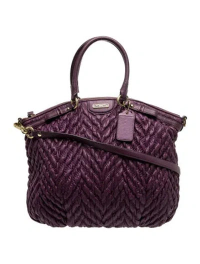 Pre-owned Coach Leather Top Handle Bag In Purple