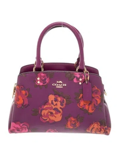 Pre-owned Coach Leather Top Handle Bag In Purple