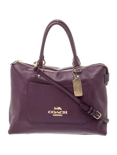 Pre-owned Coach Leather Top Handle Bag In Purple