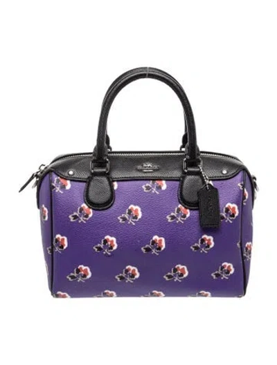 Pre-owned Coach Leather Top Handle Bag In Purple