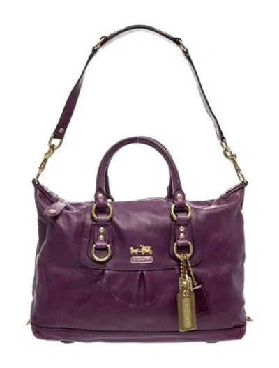 Pre-owned Coach Leather Top Handle Bag In Purple