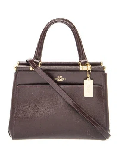 Pre-owned Coach Leather Top Handle Bag In Purple