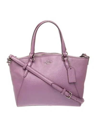Pre-owned Coach Leather Top Handle Bag In Purple
