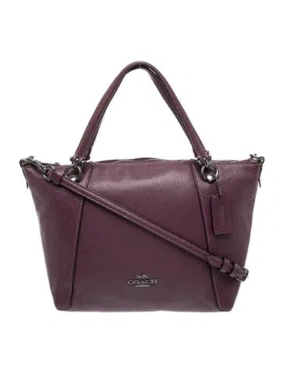 Pre-owned Coach Leather Top Handle Bag In Purple