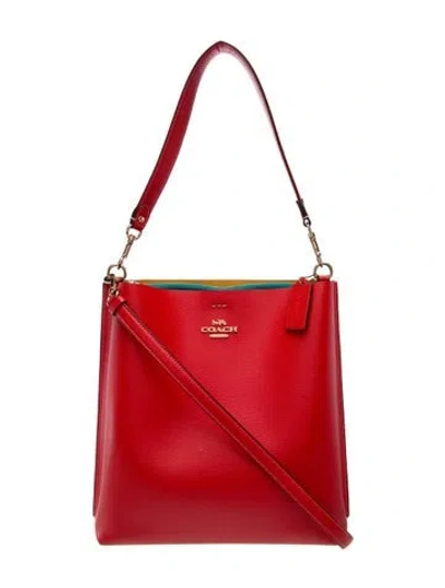 Pre-owned Coach Leather Top Handle Bag In Red