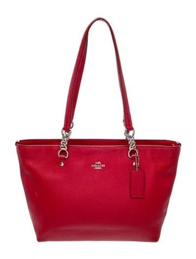 Pre-owned Coach Leather Top Handle Bag In Red