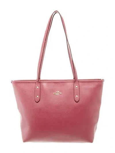 Pre-owned Coach Leather Top Handle Bag In Red