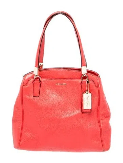 Pre-owned Coach Leather Top Handle Bag In Red
