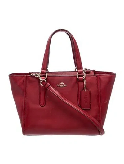 Pre-owned Coach Leather Top Handle Bag In Red