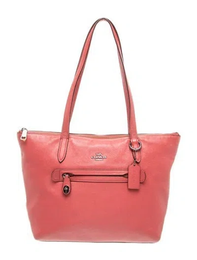 Pre-owned Coach Leather Top Handle Bag In Red