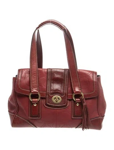 Pre-owned Coach Leather Top Handle Bag In Red