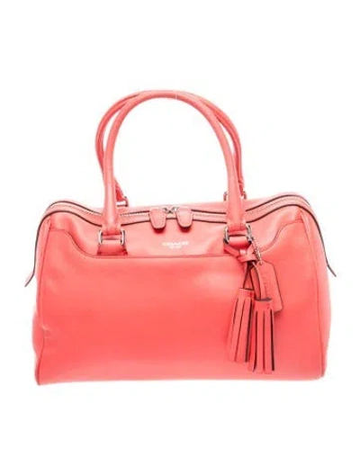 Pre-owned Coach Leather Top Handle Bag In Red