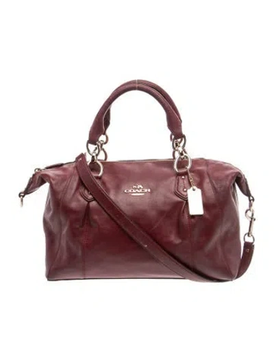 Pre-owned Coach Leather Top Handle Bag In Red