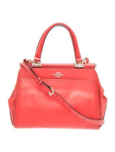 Pre-owned Coach Leather Top Handle Bag In Red
