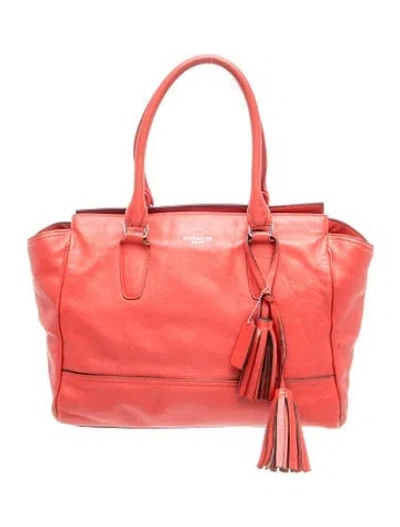 Pre-owned Coach Leather Top Handle Bag In Red