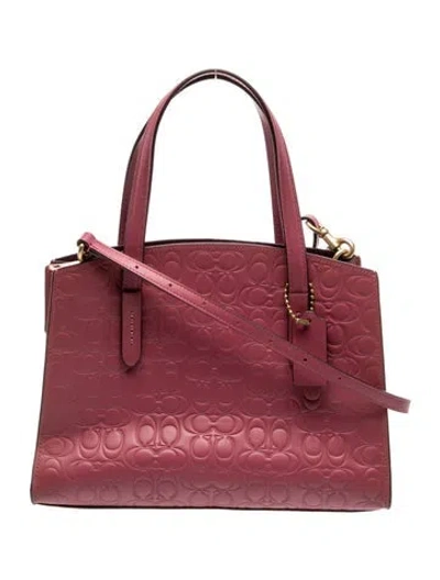 Pre-owned Coach Leather Top Handle Bag In Red