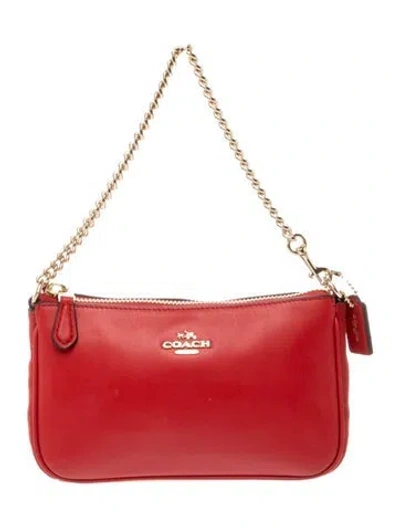 Pre-owned Coach Leather Top Handle Bag In Red
