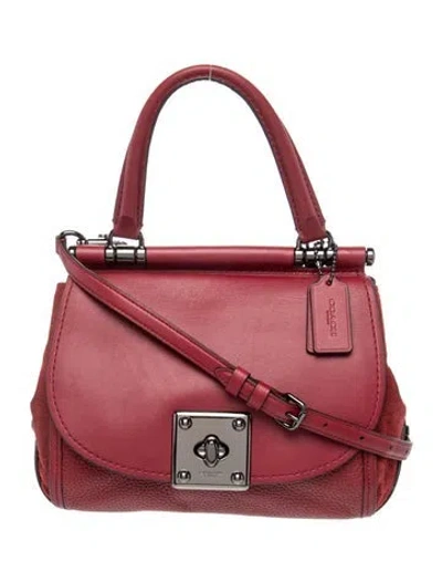 Pre-owned Coach Leather Top Handle Bag In Red