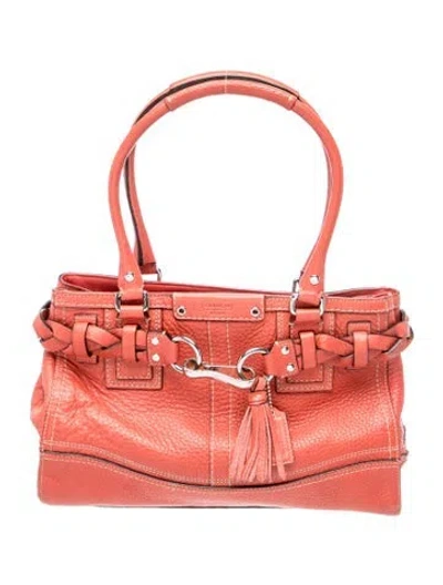 Pre-owned Coach Leather Top Handle Bag In Red
