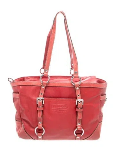 Pre-owned Coach Leather Top Handle Bag In Red