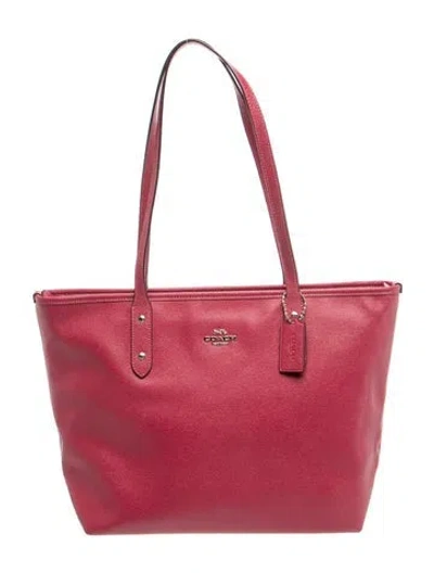 Pre-owned Coach Leather Top Handle Bag In Red