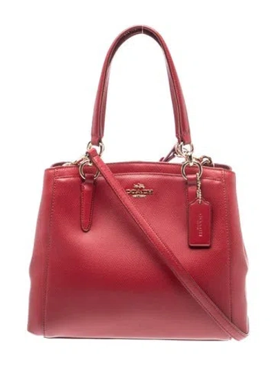 Pre-owned Coach Leather Top Handle Bag In Red