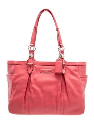 Pre-owned Coach Leather Top Handle Bag In Red
