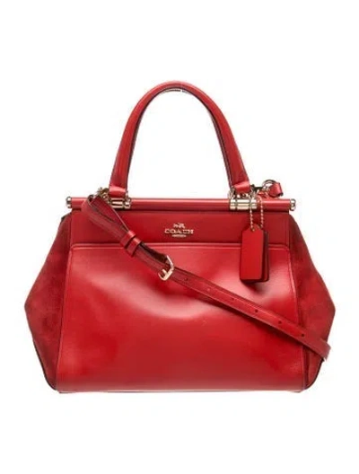 Pre-owned Coach Leather Top Handle Bag In Red
