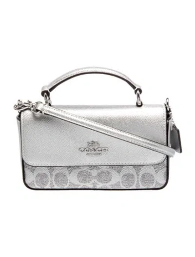 Pre-owned Coach Leather Top Handle Bag In Silver